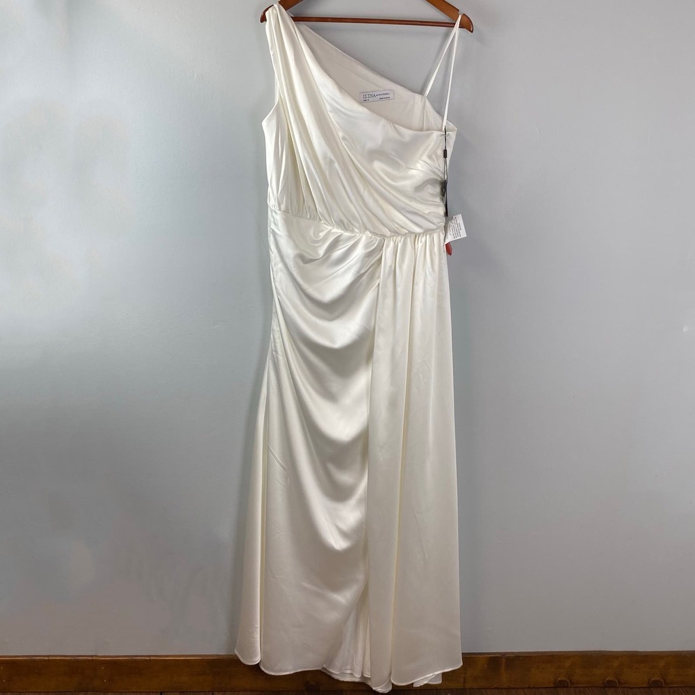 MAC DUGGAL Ieena Draped One Shoulder Satin Gown Size 14 26654 $398 - Picture 5 of 11